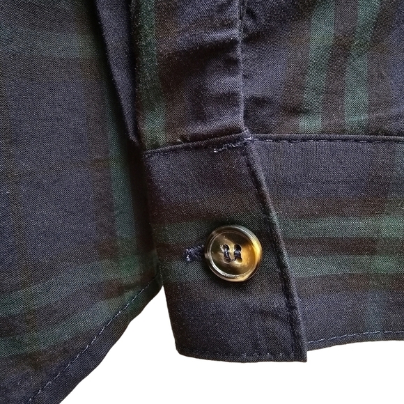 Duffield Lane Jewel Pointe Tunic, Navy and Green Plaid, 100% Cotton, Size Small - Picture 6 of 8